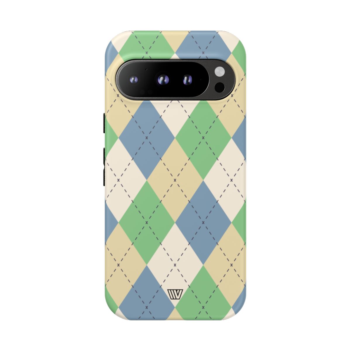 Tough Phone Case Green Blue Beige Argyle Polycarbonate Shell