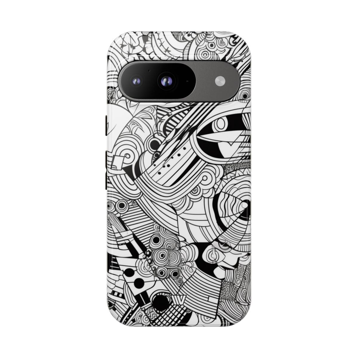 B&W Abstract Doodle Tough Phone Case with Impact Resistance Polycarbonate Shell