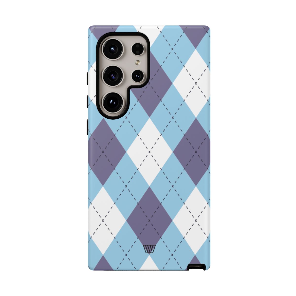 Tough Phone Case Blue White Purple Argyle Polycarbonate Shell