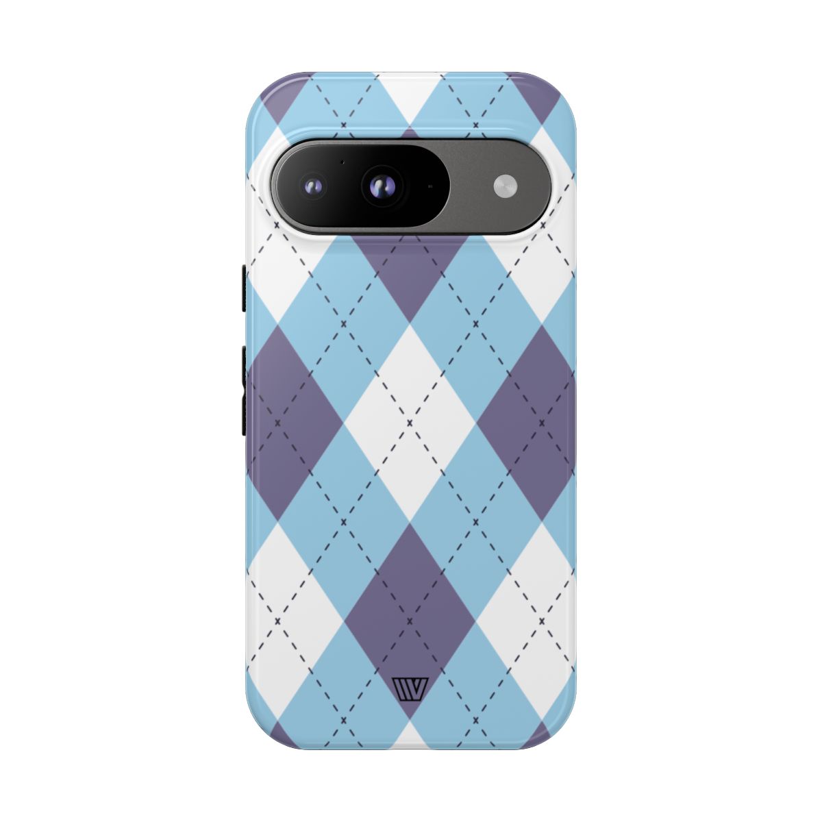 Tough Phone Case Blue White Purple Argyle Polycarbonate Shell
