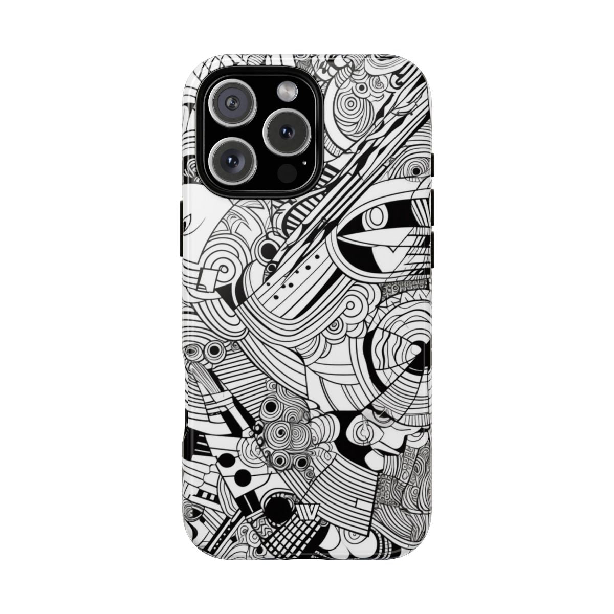 B&W Abstract Doodle Tough Phone Case with Impact Resistance Polycarbonate Shell