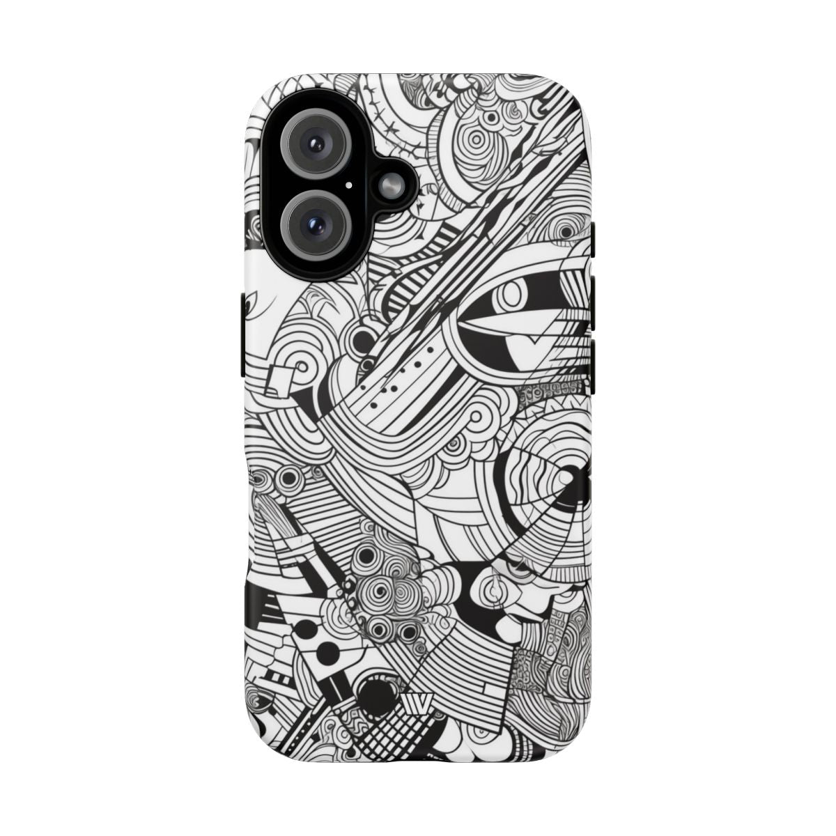 B&W Abstract Doodle Tough Phone Case with Impact Resistance Polycarbonate Shell