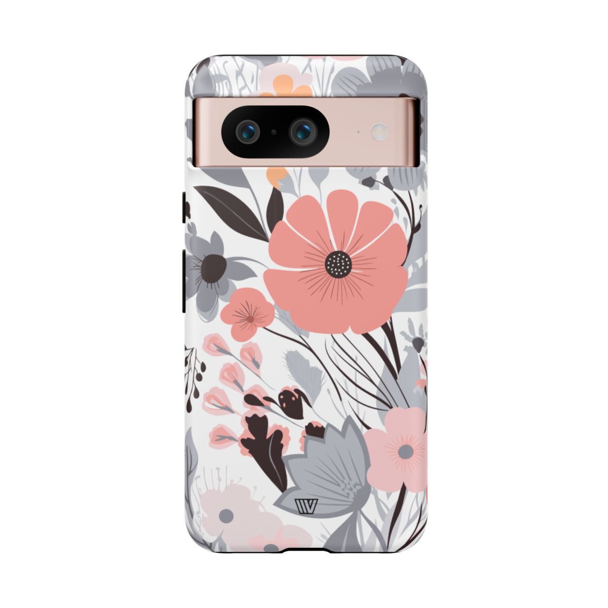 Gray Pastel Flowers Tough Phone Case