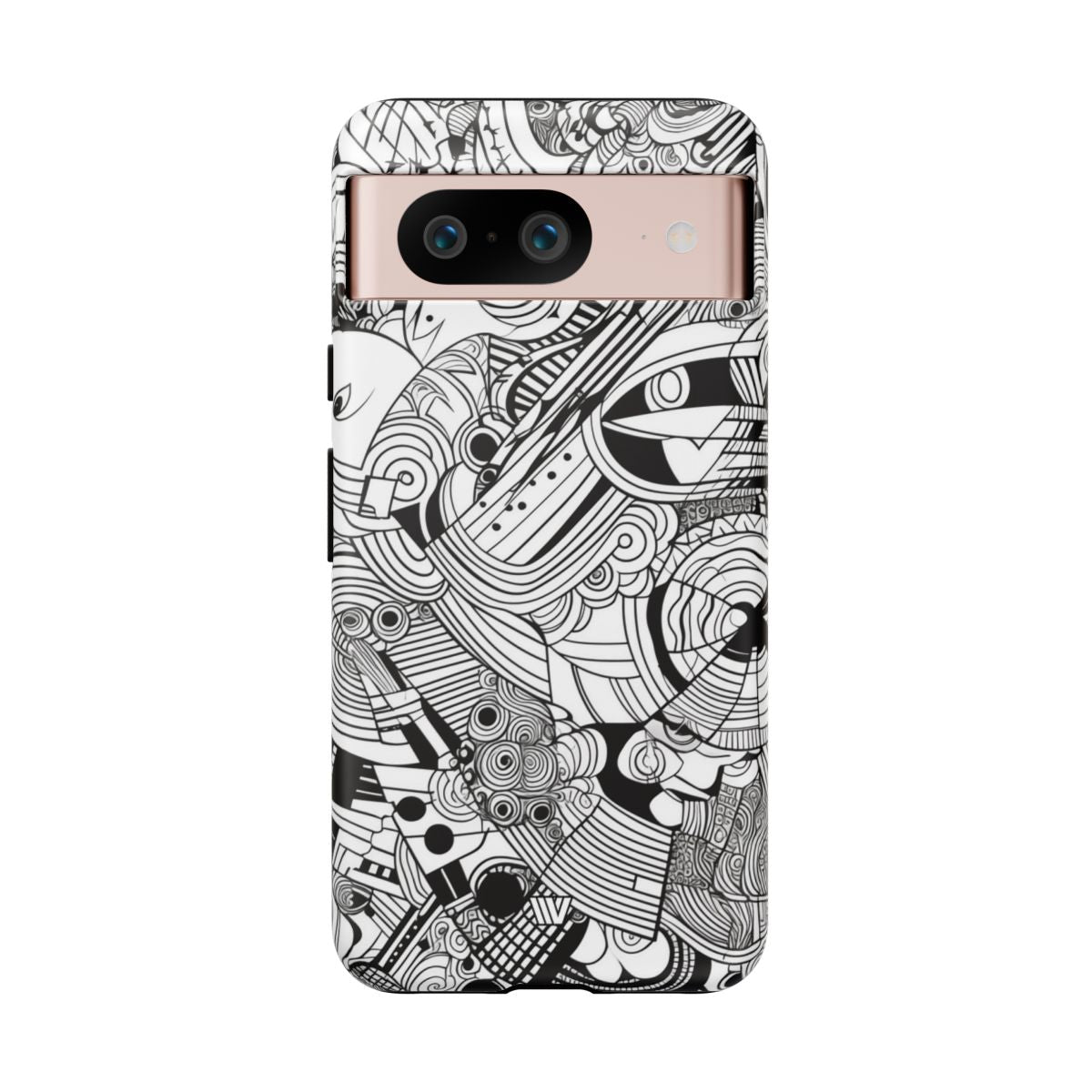B&W Abstract Doodle Tough Phone Case with Impact Resistance Polycarbonate Shell