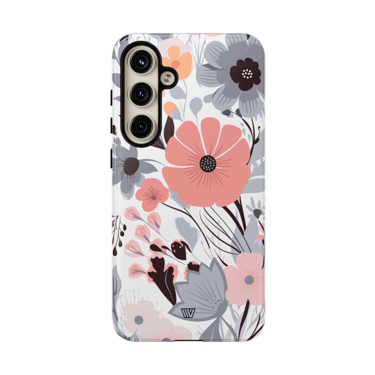 Gray Pastel Flowers Tough Phone Case