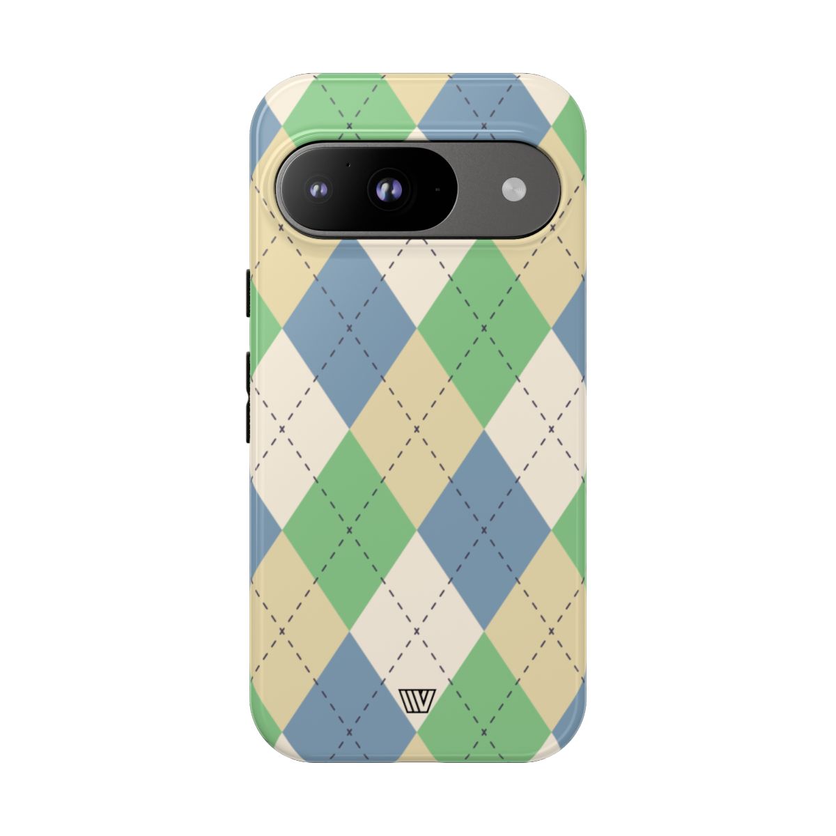 Tough Phone Case Green Blue Beige Argyle Polycarbonate Shell