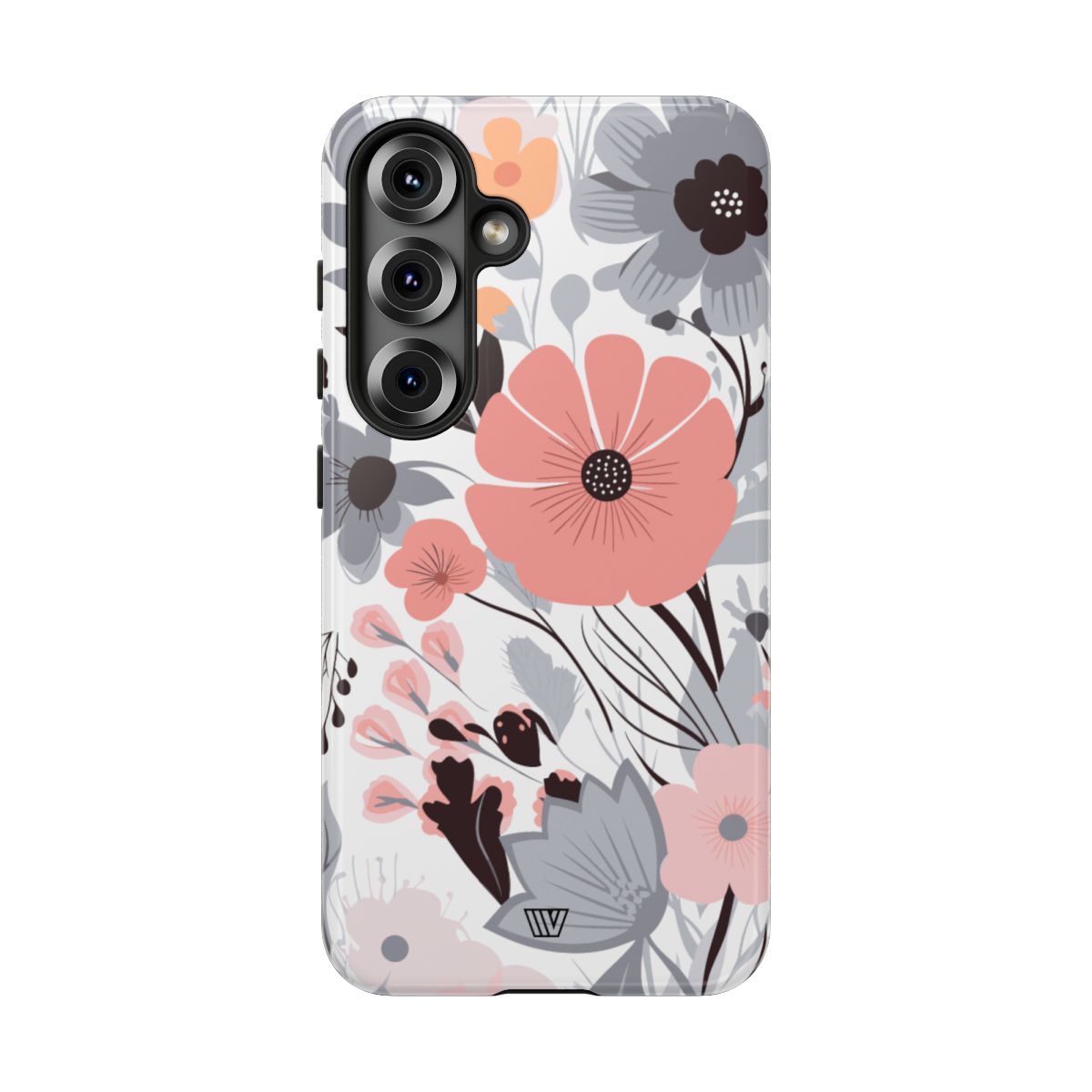Gray Pastel Flowers Tough Phone Case