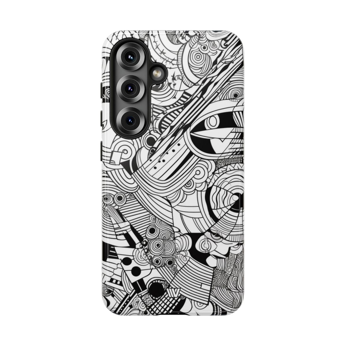 B&W Abstract Doodle Tough Phone Case with Impact Resistance Polycarbonate Shell