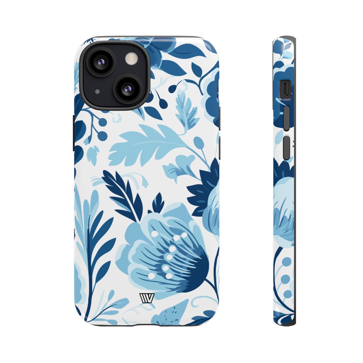 Blue White Flowers Tough Phone Case