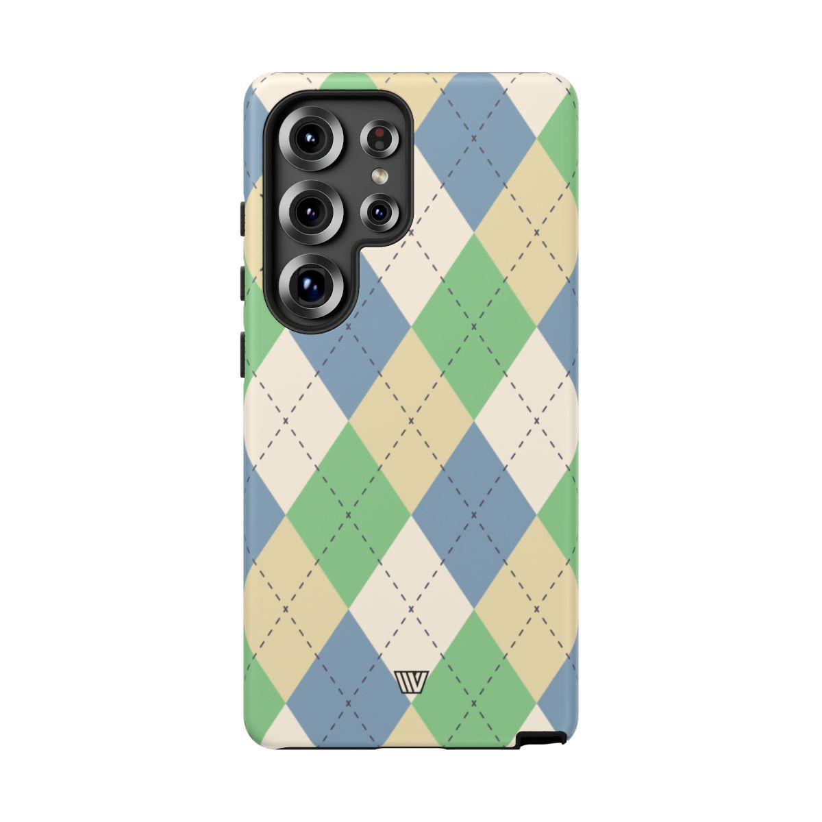 Tough Phone Case Green Blue Beige Argyle Polycarbonate Shell