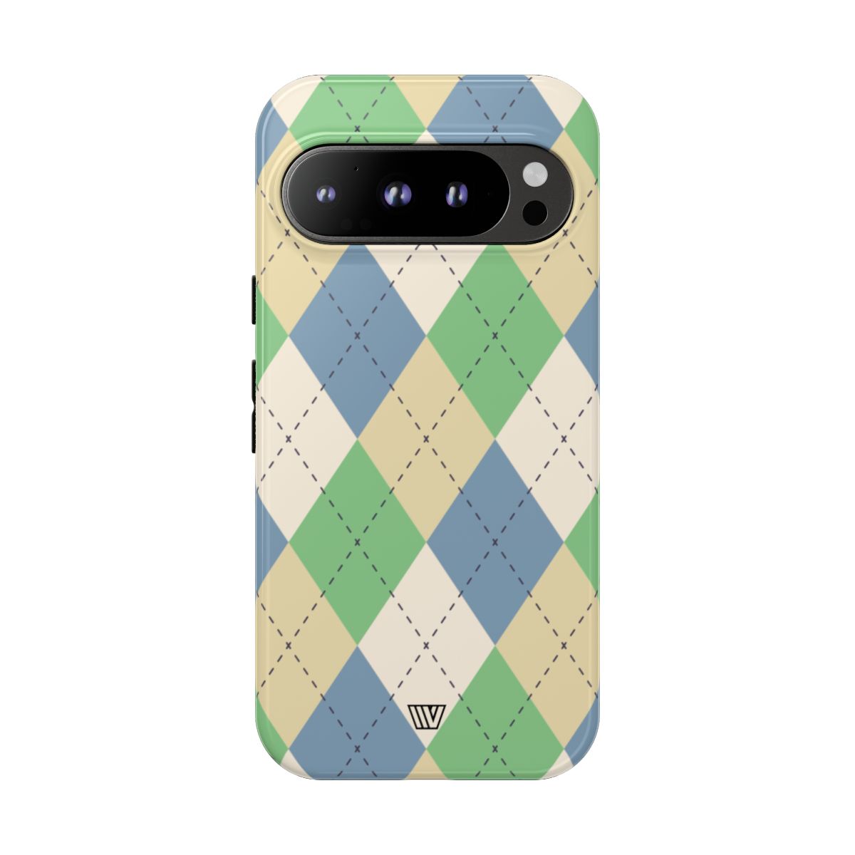 Tough Phone Case Green Blue Beige Argyle Polycarbonate Shell