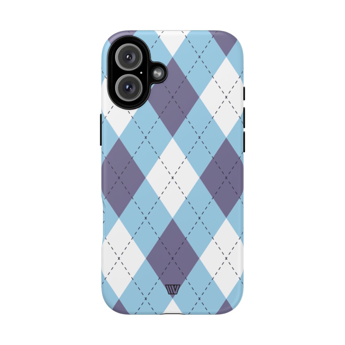 Tough Phone Case Blue White Purple Argyle Polycarbonate Shell