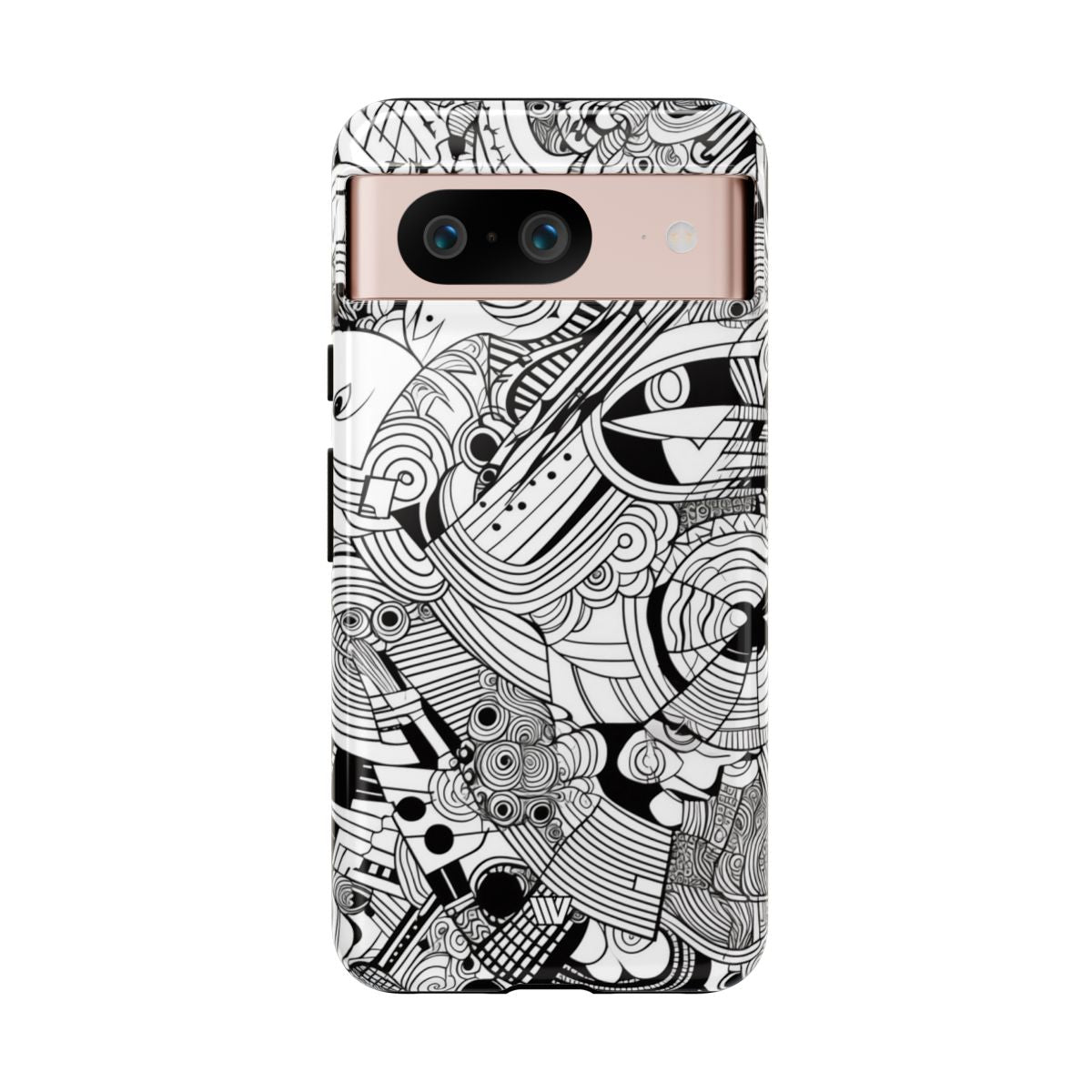 B&W Abstract Doodle Tough Phone Case with Impact Resistance Polycarbonate Shell