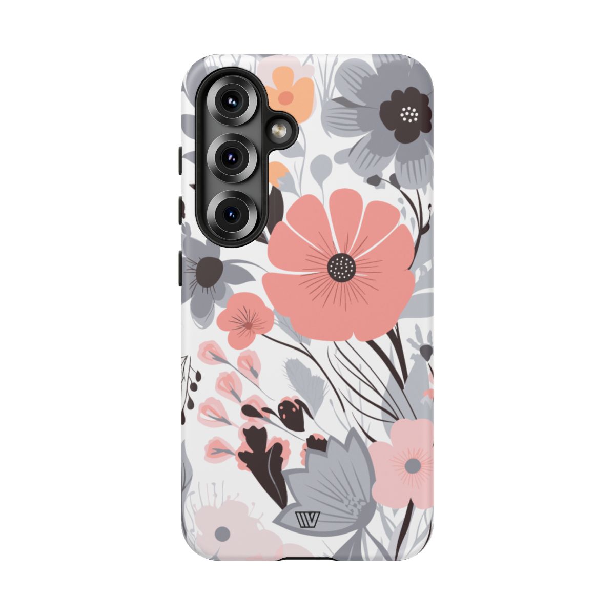 Gray Pastel Flowers Tough Phone Case