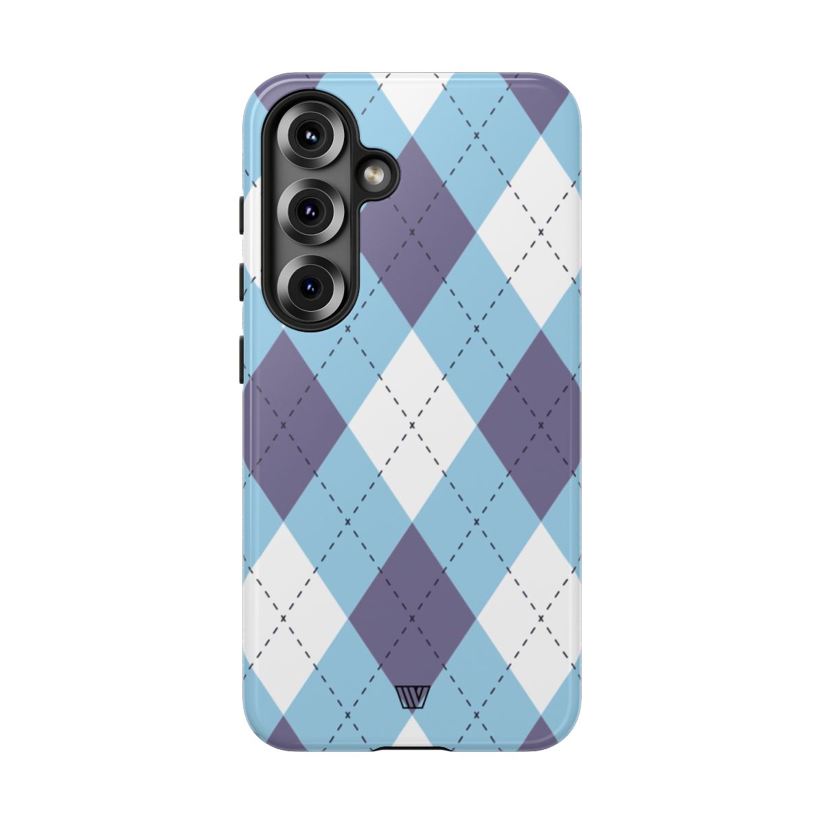 Tough Phone Case Blue White Purple Argyle Polycarbonate Shell