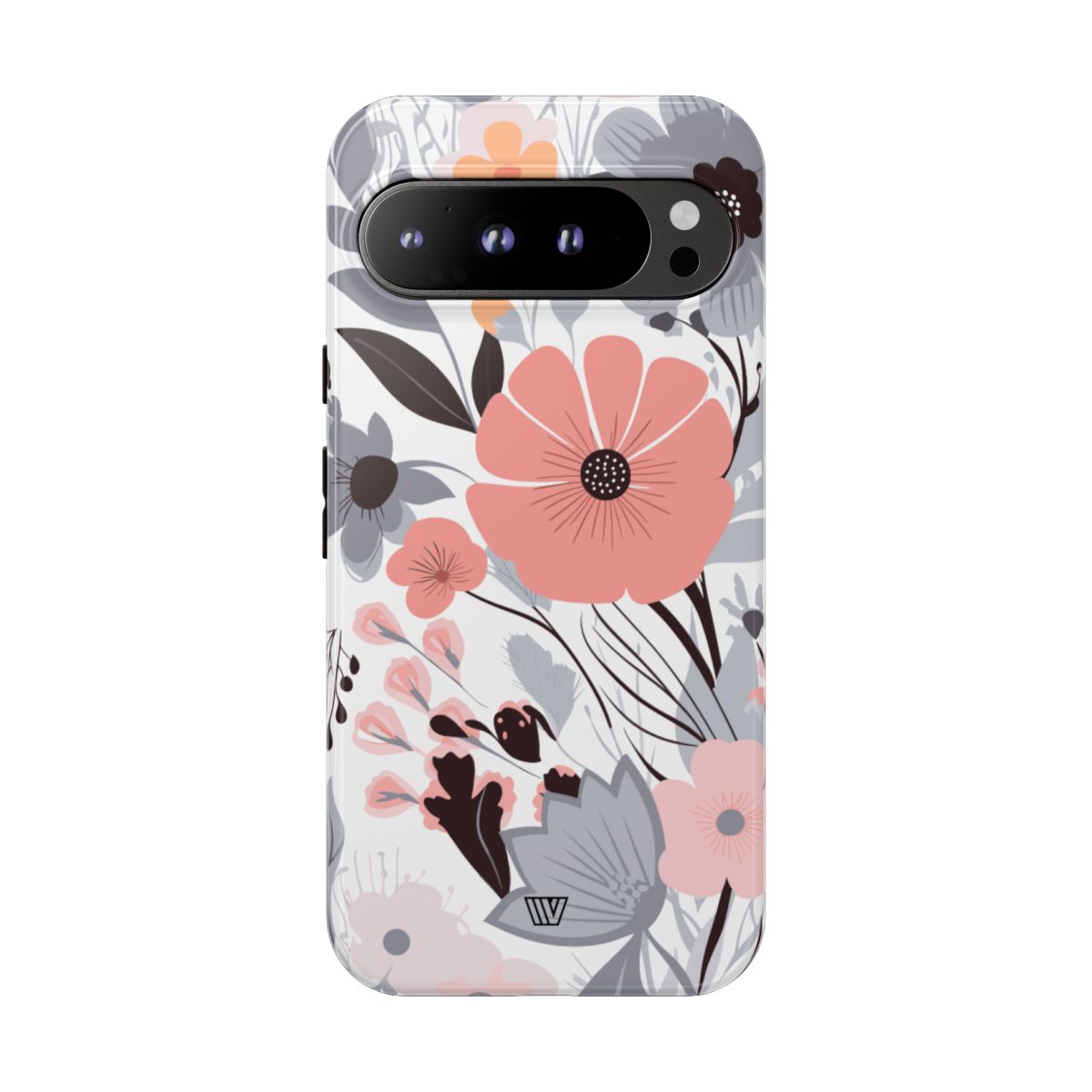 Gray Pastel Flowers Tough Phone Case