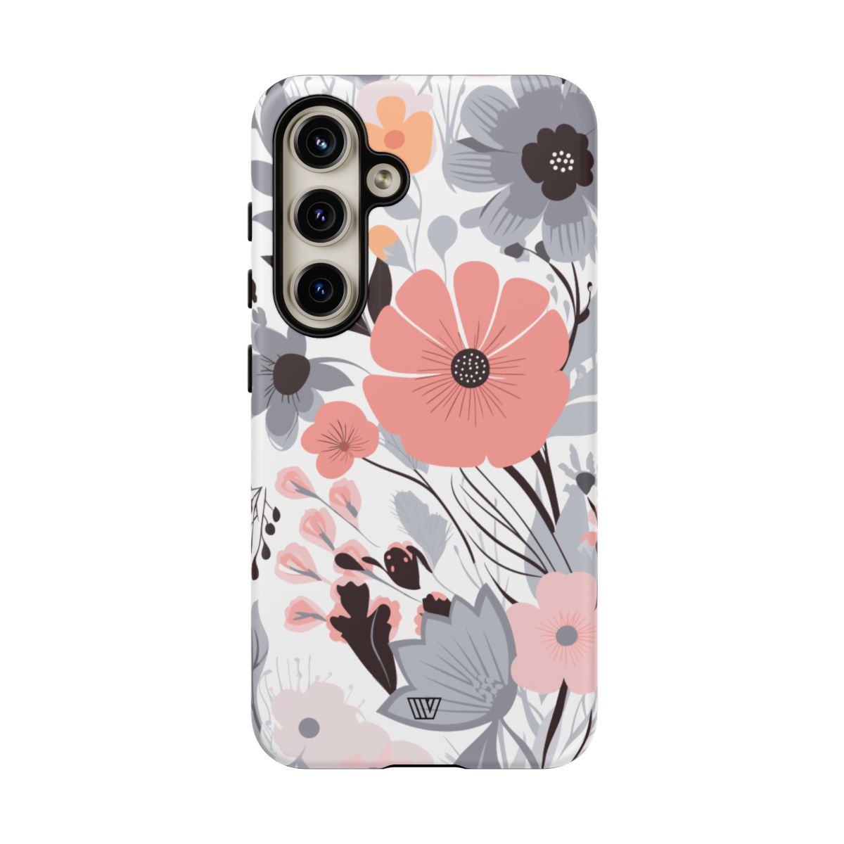 Gray Pastel Flowers Tough Phone Case