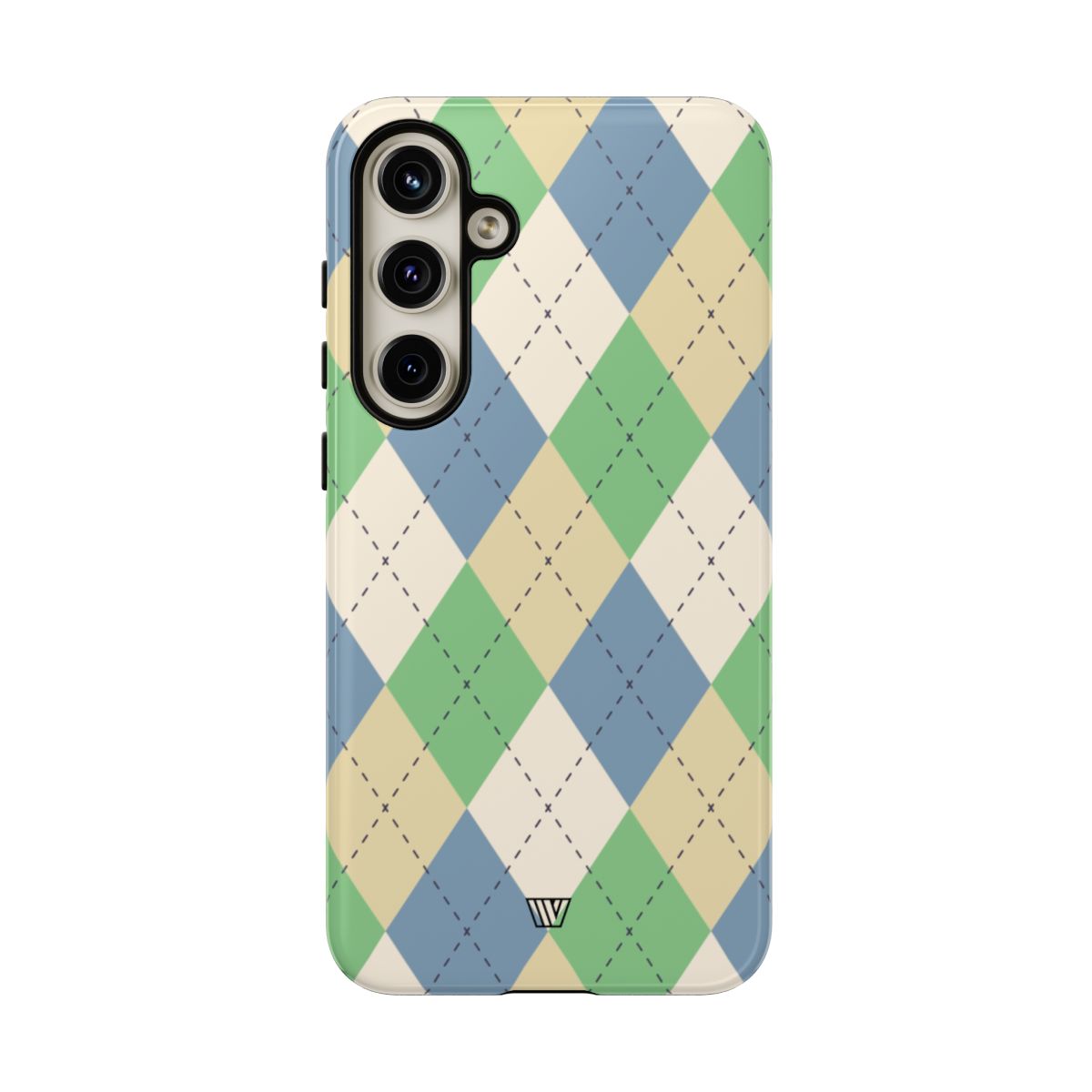 Tough Phone Case Green Blue Beige Argyle Polycarbonate Shell