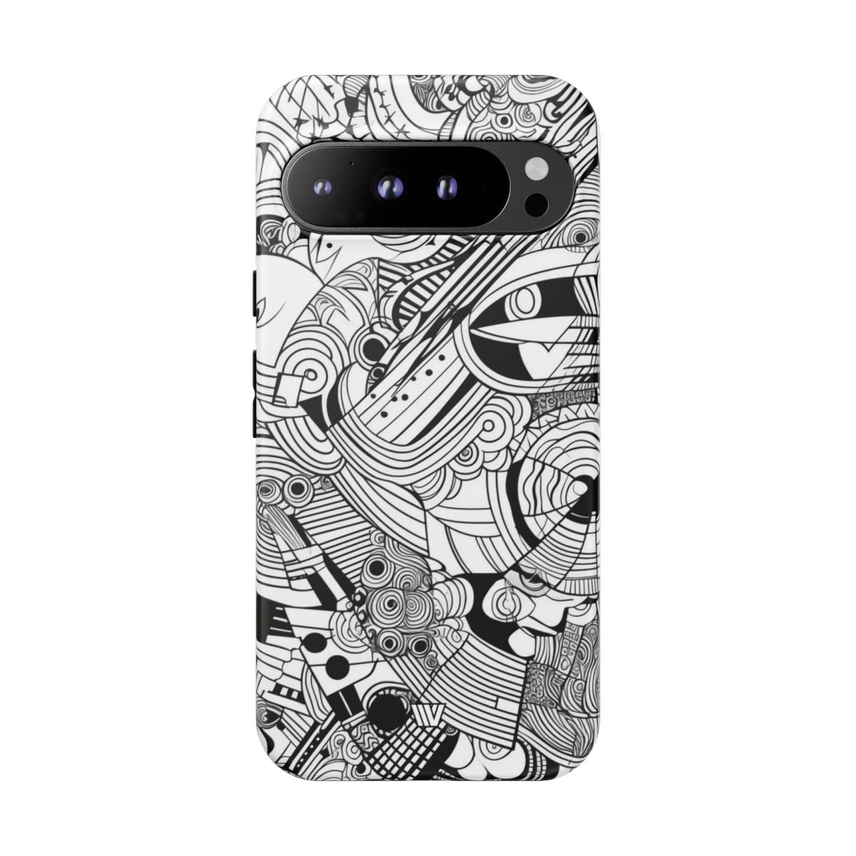 B&W Abstract Doodle Tough Phone Case with Impact Resistance Polycarbonate Shell