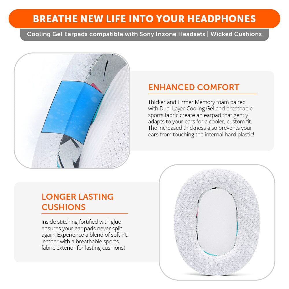 WC FreeZe Cooling Gel Earpads for Sony Inzone H9 Headphones