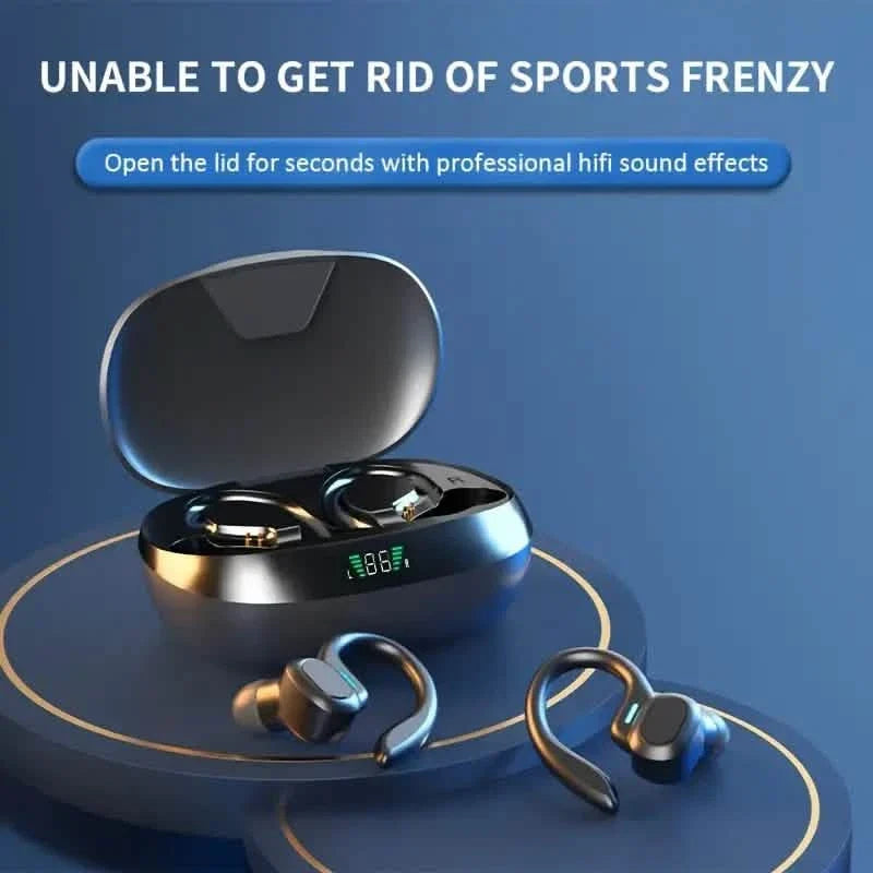 Wireless Sports Earhook Earbuds with Microphone and LED Charging Case SP16 Riyufa