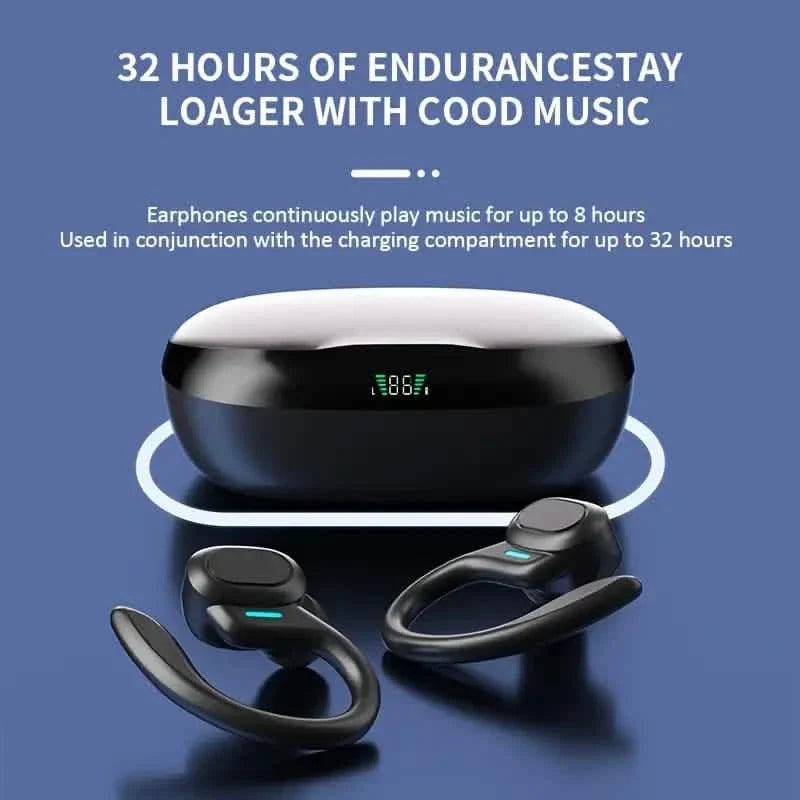 Wireless Sports Earhook Earbuds with Microphone and LED Charging Case SP16 Riyufa