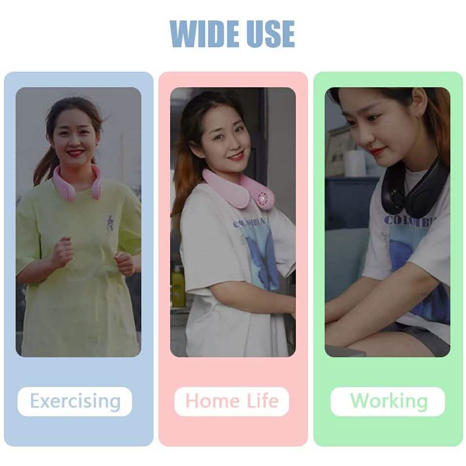 Portable Hanging Neck Fan with Music Player Bladeless Fan Staright
