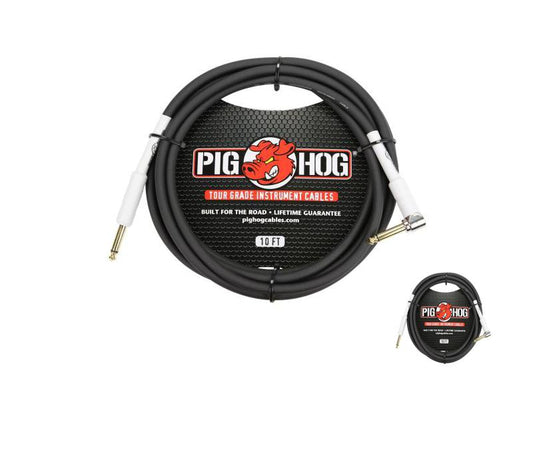 Pig Hog PH10R 10ft Right Angle 8mm 1/4"-1/4" Inst Cable Lifetime Warranty!