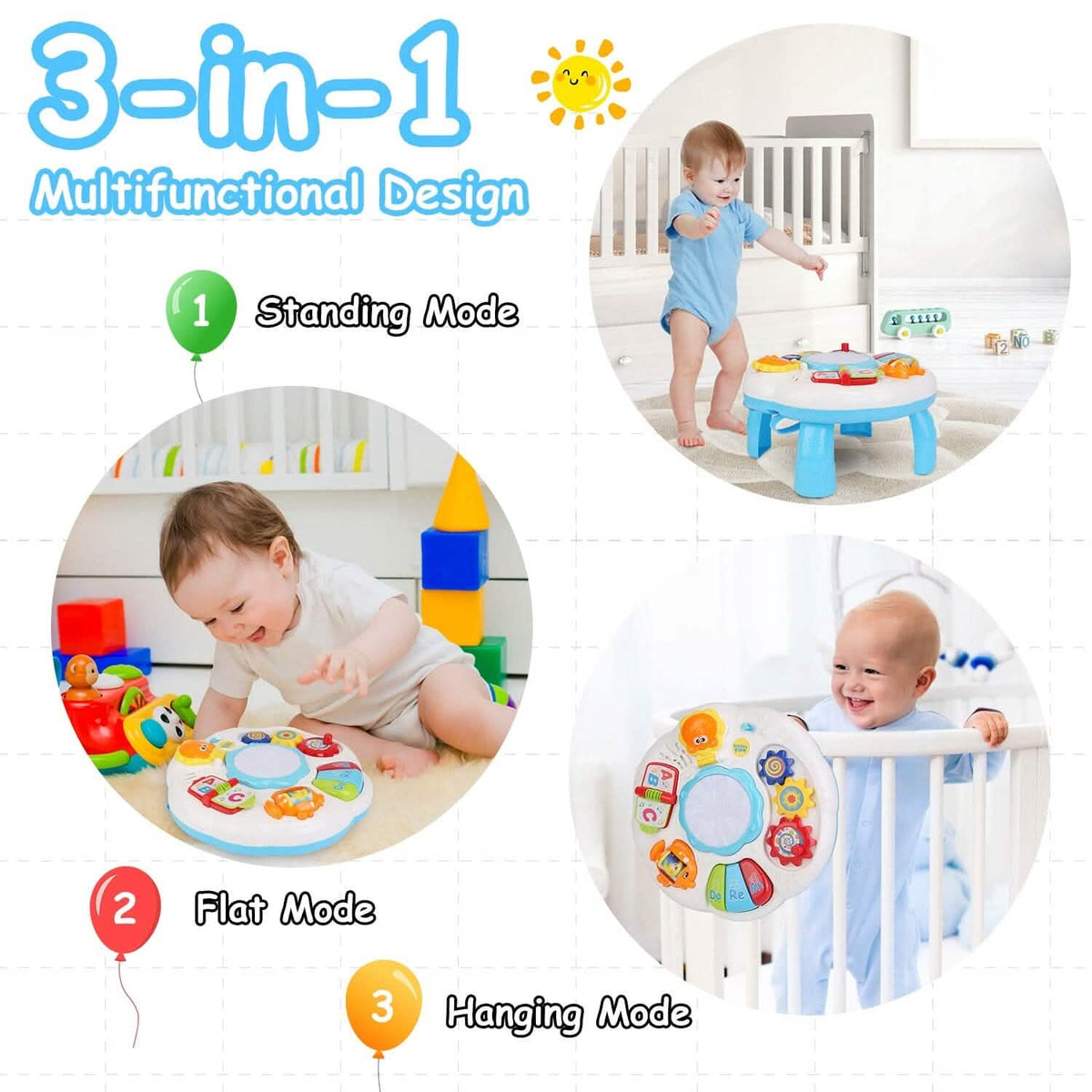 Toddler Musical Learning Table 3-in-1 Educational Toy for 6+ Months