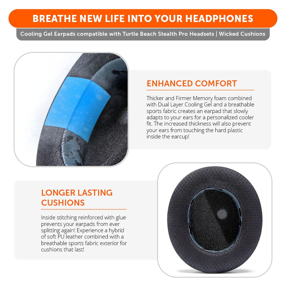 WC FreeZe Cooling Gel Earpads Turtle Beach Stealth Pro