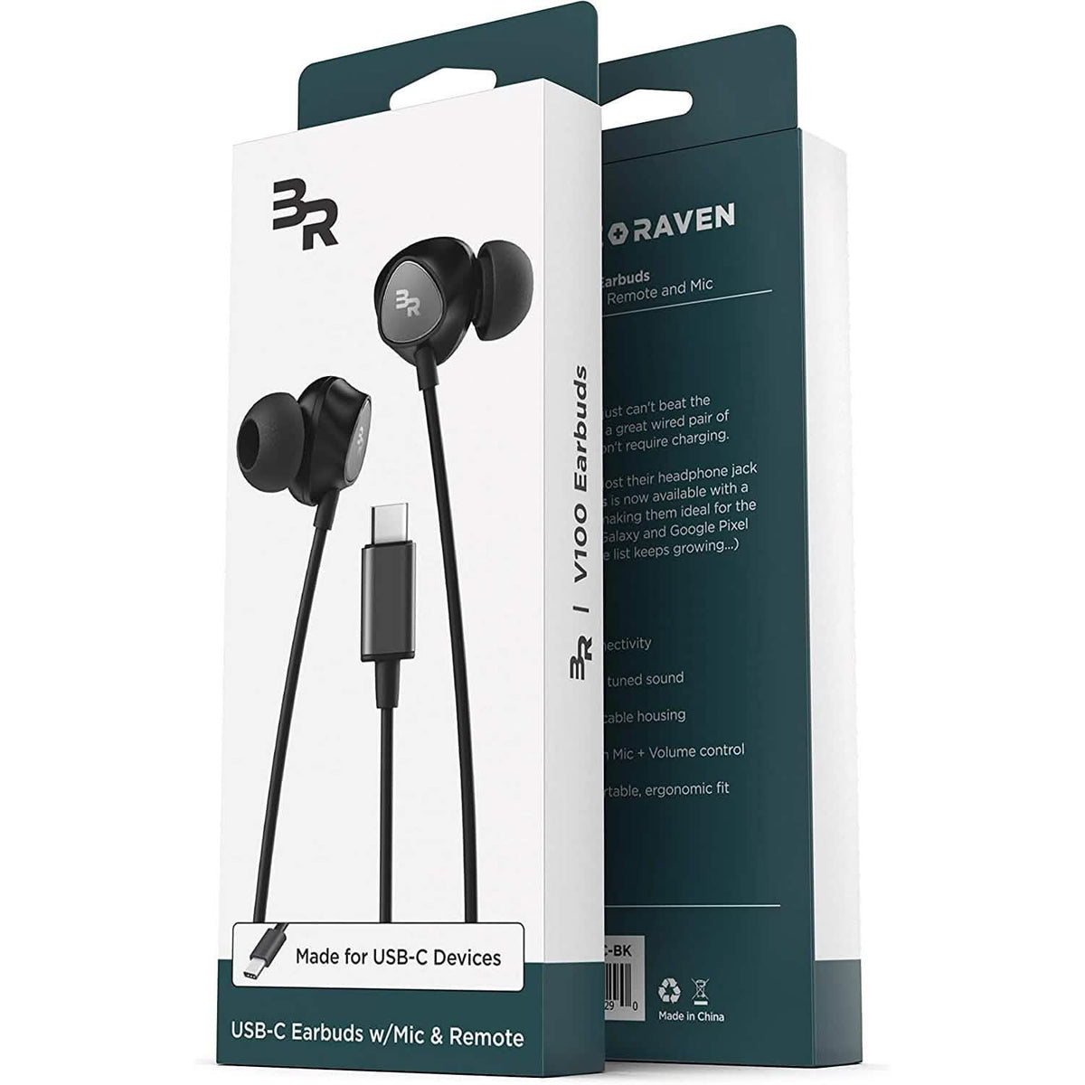 Type C Wired In-Ear Headphones with Microphone and Volume Control