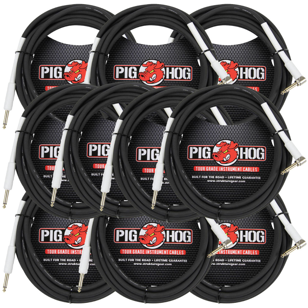 10 Pack Pig Hog PH186R Right Angle 8mm 18.5FT 1/4"-1/4"  Inst Cable Lifetime Warranty!