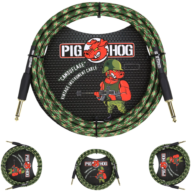 Pig Hog Camouflage Instrument Cable 1/4' to 1/4' 10 Foot ft PCH10CF Lifetime Warranty!