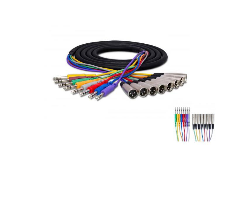 Hosa STX-802M 8-channel 1/4 inch TRS Male to XLR Male Balanced Snake - 6.6 foot-NEW