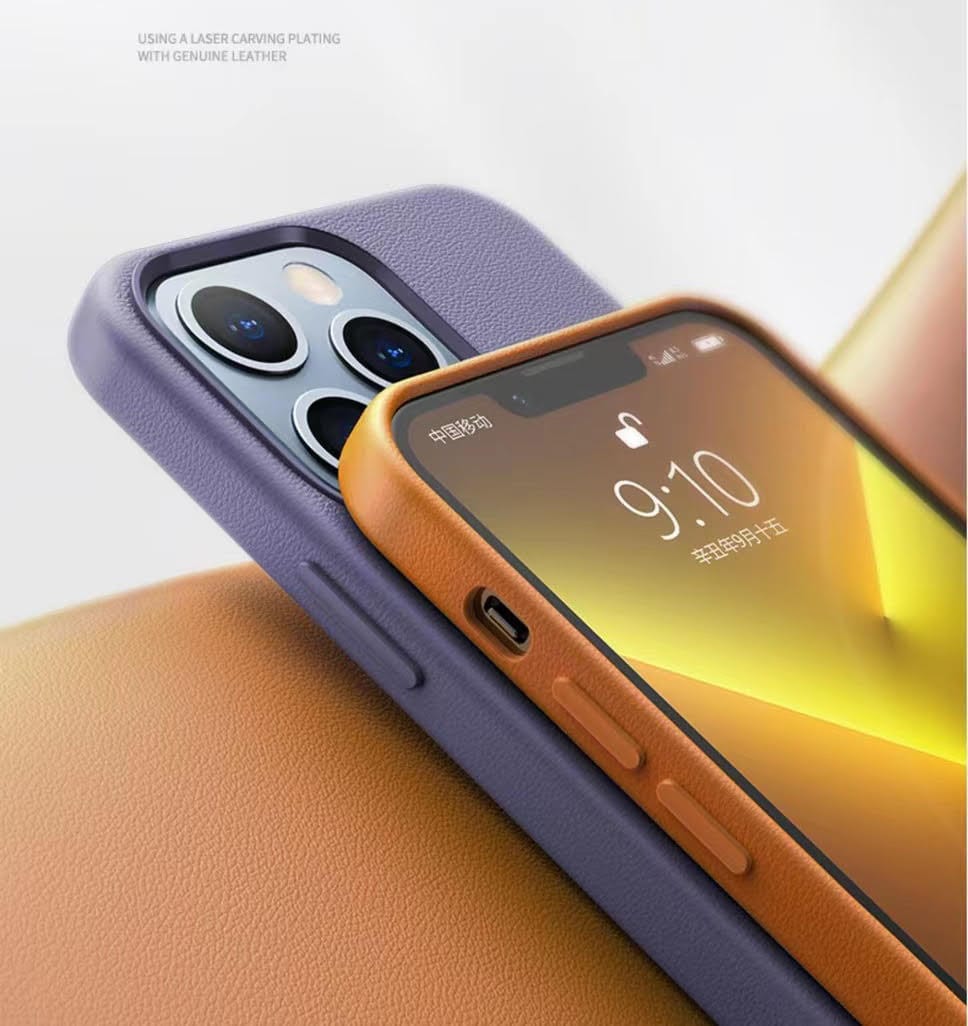iPhone Leather Case with MagSafe Protective Full Body TPU Cover