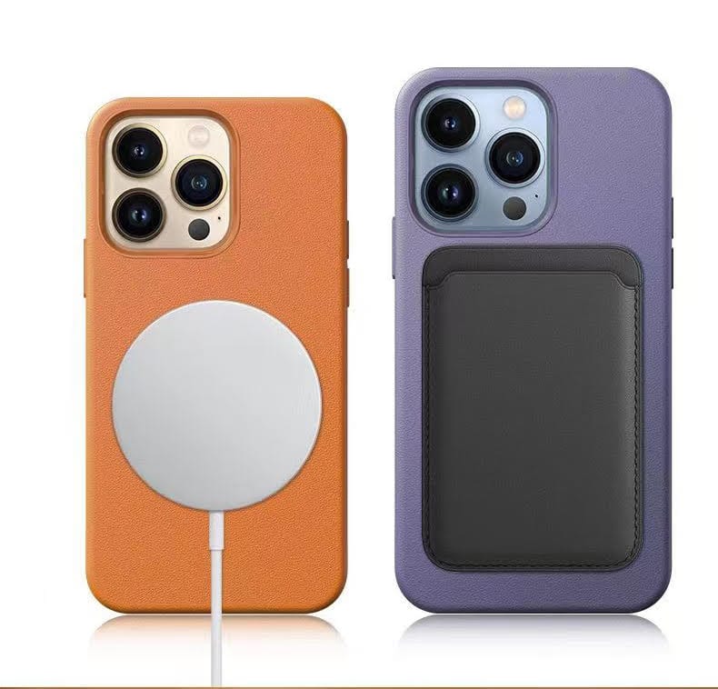 iPhone Leather Case with MagSafe Protective Full Body TPU Cover