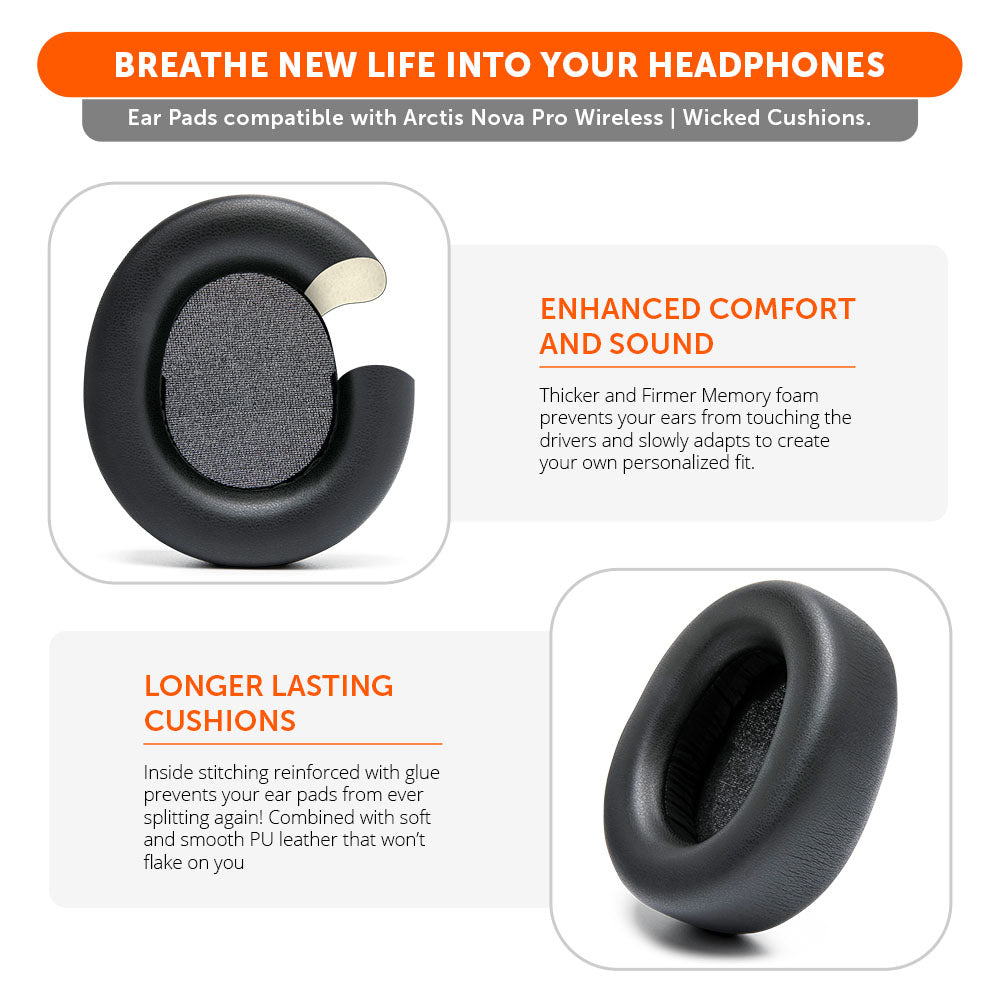 Upgraded PU Leather Earpads Thick Replacement for Arctis Nova Pro Wireless Wicked Cushions