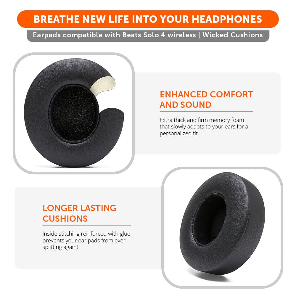 Upgraded Cushioned Earpads for Beats Solo 4 WC PadZ Solo 4