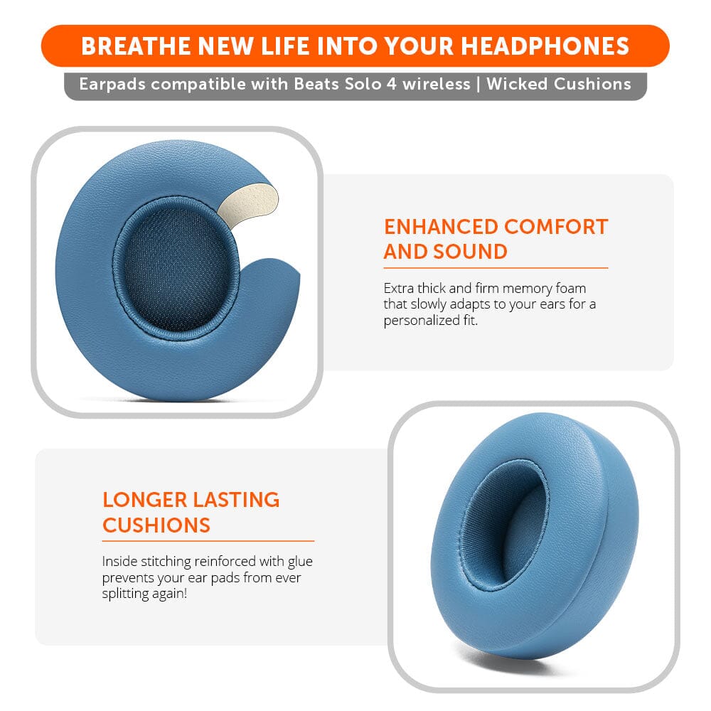 Upgraded Cushioned Earpads for Beats Solo 4 WC PadZ Solo 4