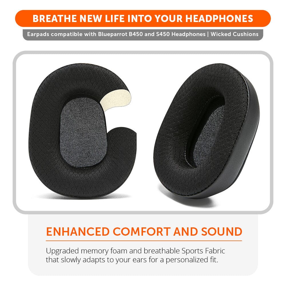 Upgraded BlueParrot B450 WC PadZ Earpads Replacement Wicked Cushions