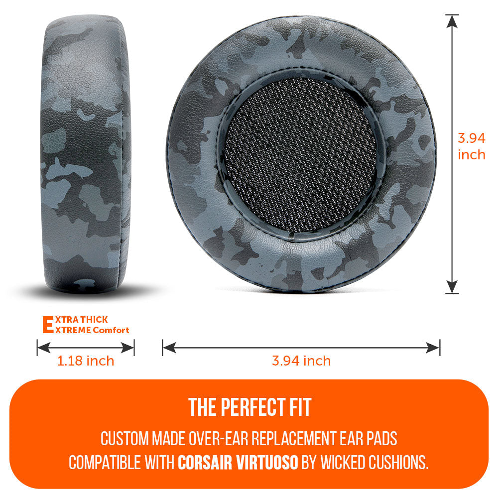Upgraded PU Leather Ear Pads Replacement for Corsair Virtuoso Headset Wicked Cushions