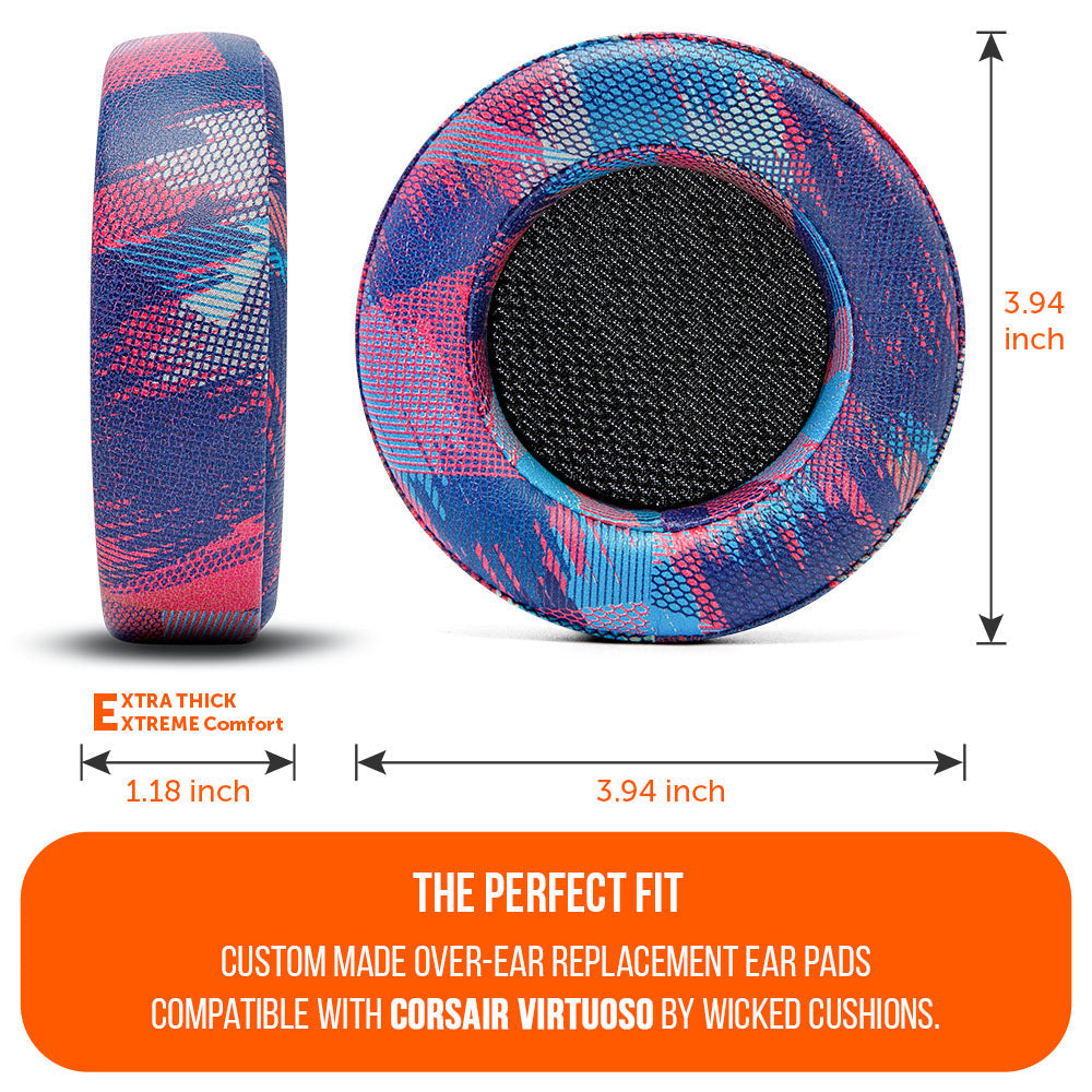 Upgraded PU Leather Ear Pads Replacement for Corsair Virtuoso Headset Wicked Cushions