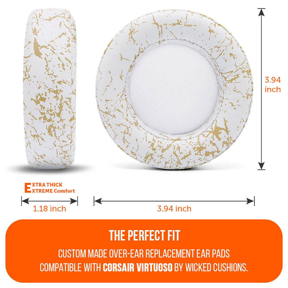 Upgraded PU Leather Ear Pads Replacement for Corsair Virtuoso Headset Wicked Cushions