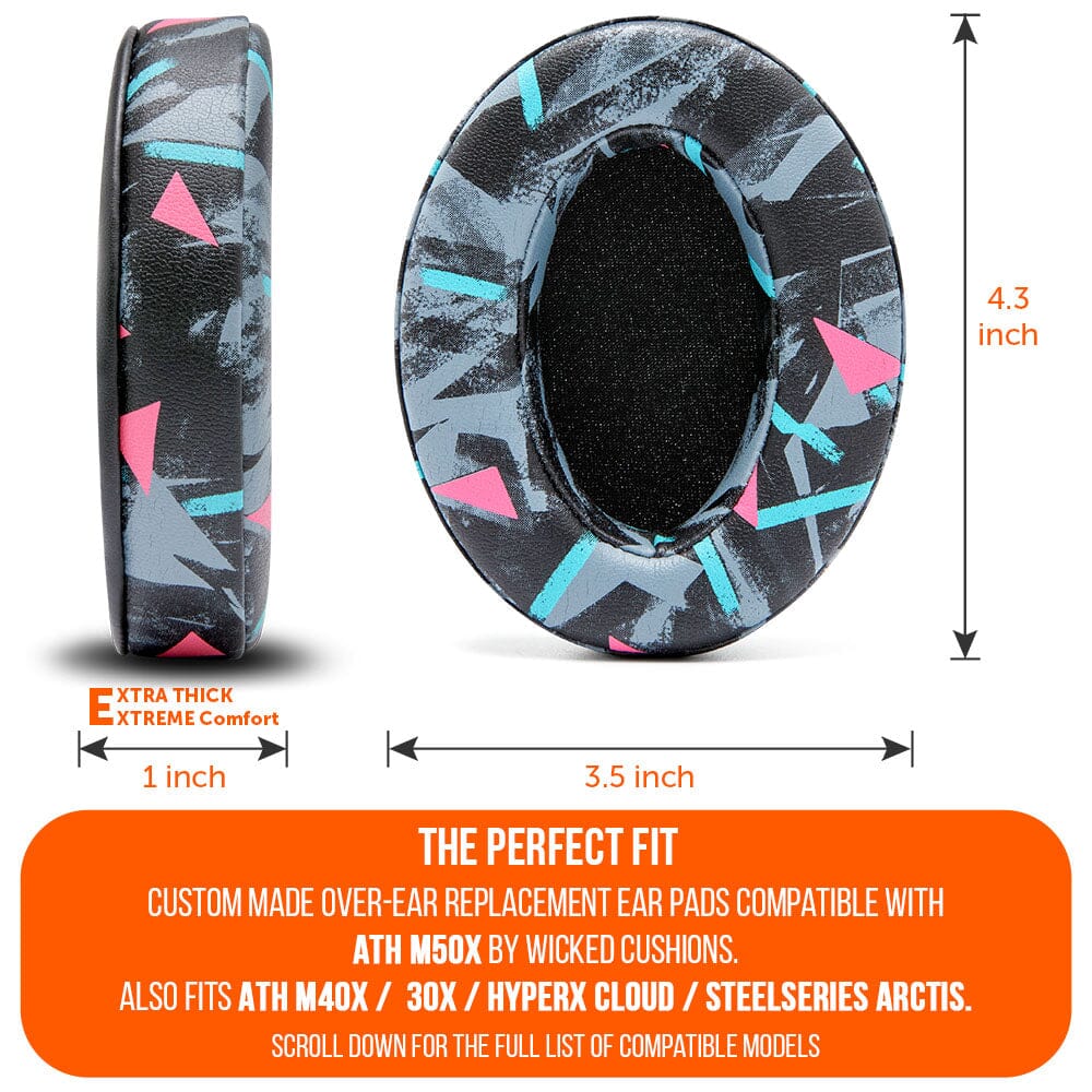 Upgraded Thick Memory Foam Gaming Earpads Replacement Wicked Cushions