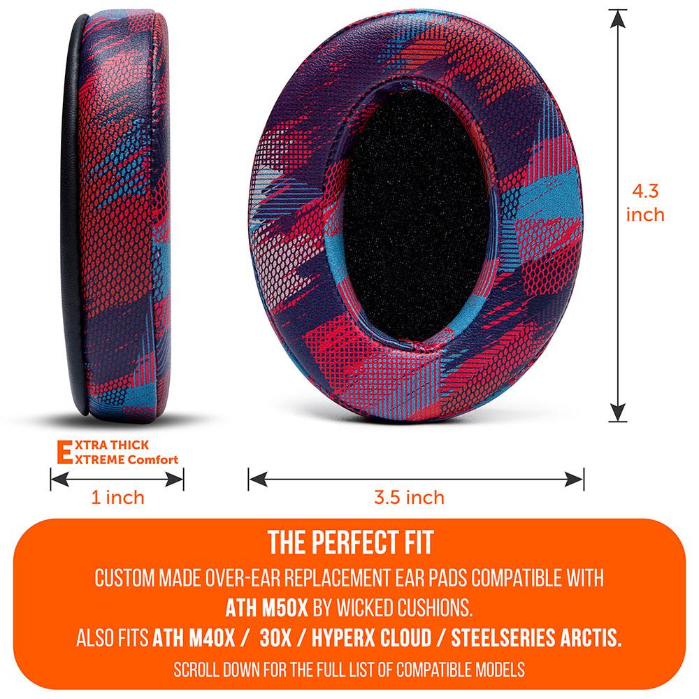 Upgraded Thick Memory Foam Gaming Earpads Replacement Wicked Cushions