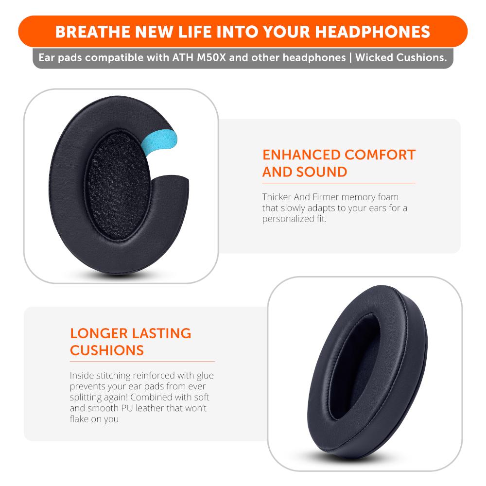 Upgraded Thick Memory Foam Gaming Earpads Replacement Wicked Cushions