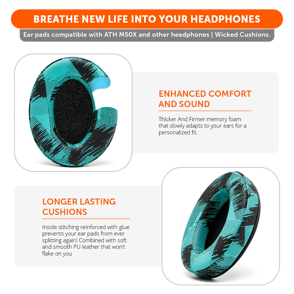 Upgraded Thick Memory Foam Gaming Earpads Replacement Wicked Cushions
