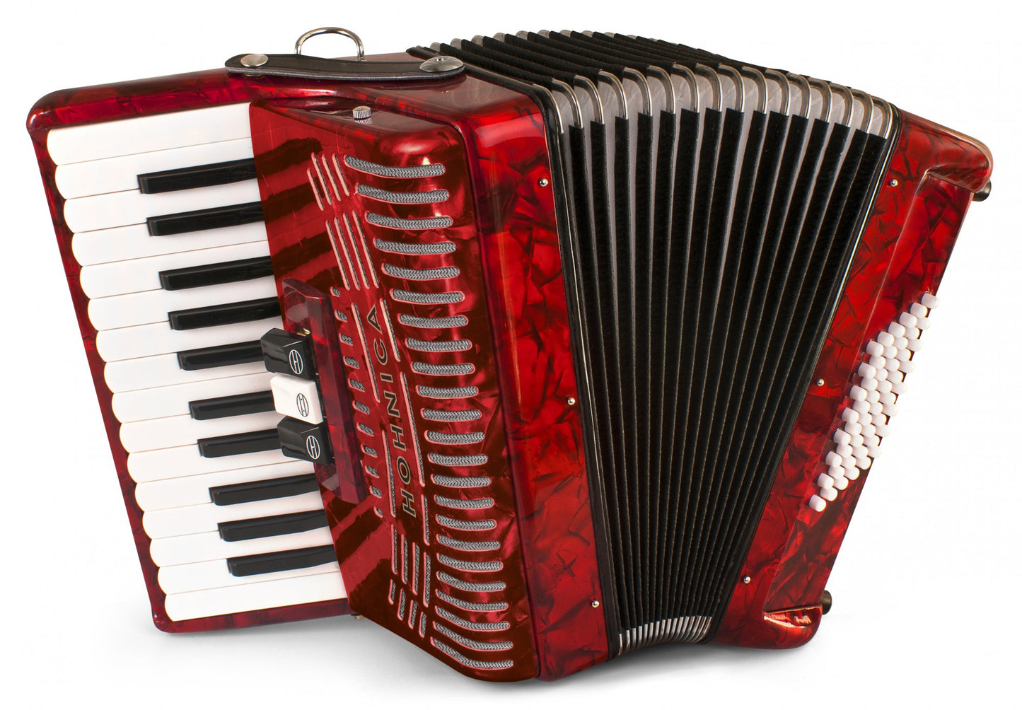 Hohner Hohnica 1304 48 Bass Piano Accordion - Pearl Red-NEW