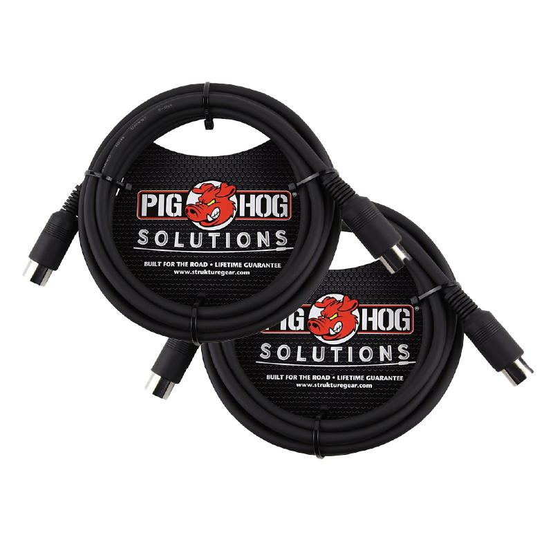 New - Pig Hog PMID10 MIDI Cable Black Instrument Interface 10 ft / foot male to male 2 Pack