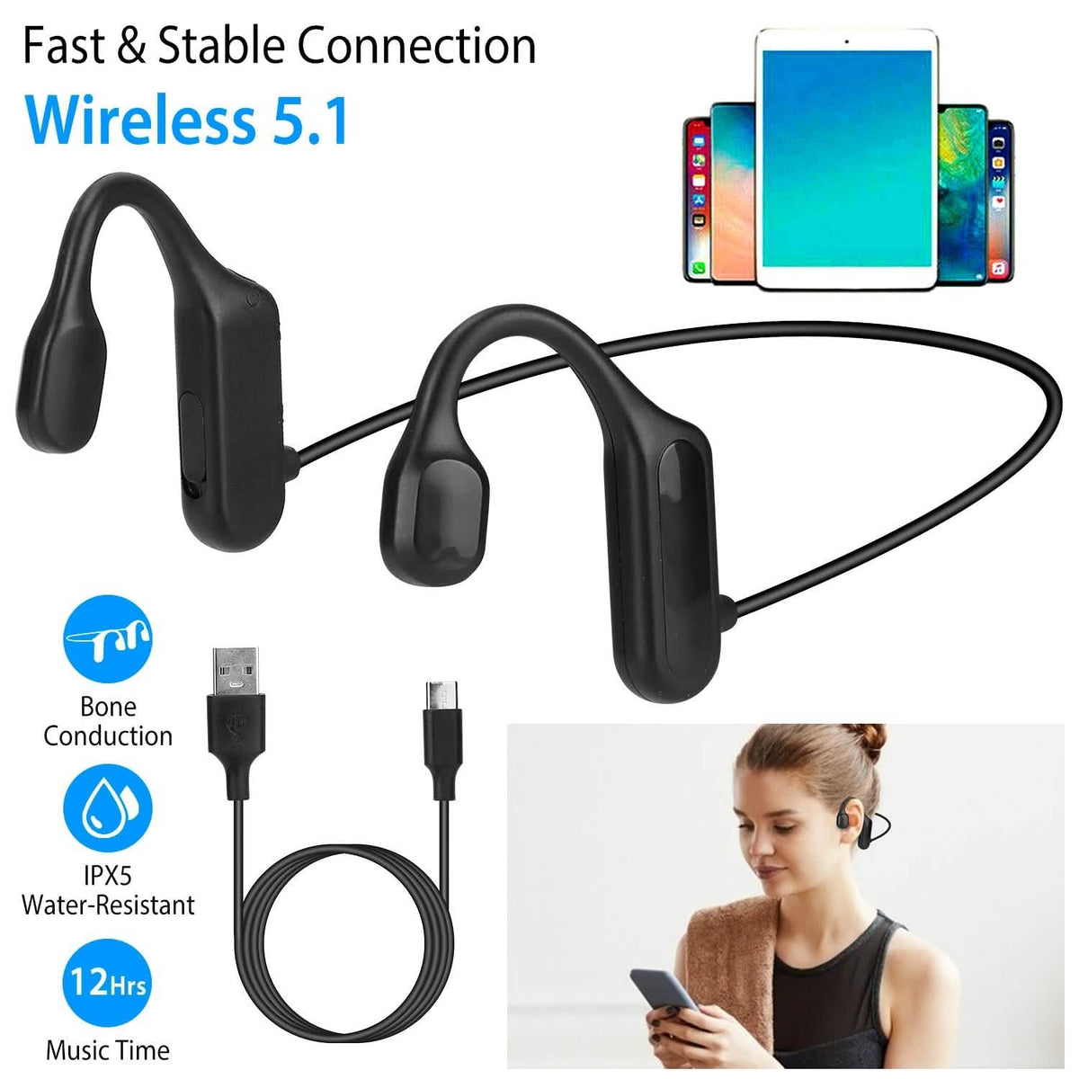 Wireless 5.1 Bone Conduction Headphone V5.1